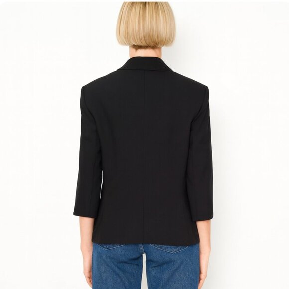 THE ROW Black Wool SCHOOLBOY 3/4 Sleeve Button-Front Blazer Jacket womens size 4 - Picture 9 of 10
